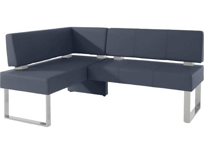 Eckbank GOODPRODUCT Rab , blau (dunkelblau (ascona 1014), silberfarben), B:180cm H:88cm T:140cm, Polyester, Sitzbänke, Eckbank, in 2 Breiten (180 oder 200 cm), Bezug in verschiedenen Qualitäten