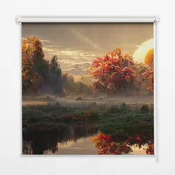 INNENROLLO - Fensterrollo - Rollo - 100x140 cm - Sonnenuntergang hinter den Bäumen