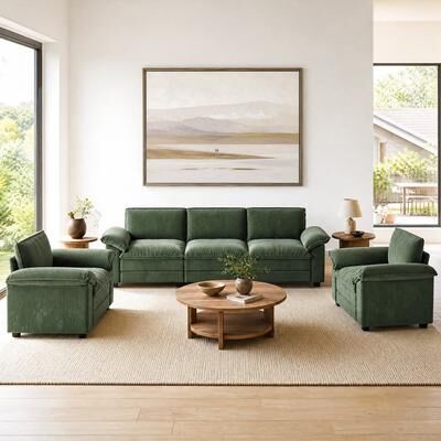 Uixe Modern Corduroy Modular Sectional Sofa With Armchairs