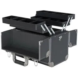 HMF 14902-02 Alu Werkzeugkoffer leer, Angelkoffer, individuelle Trennwände, 36,5 x 35 x 22 cm, Schwarz