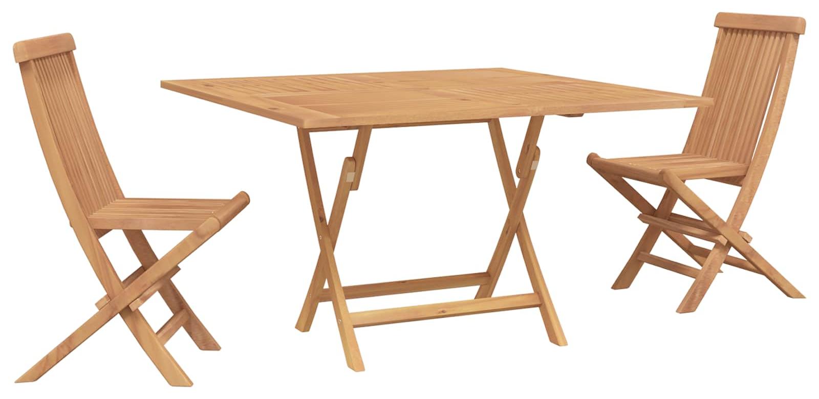 Garten Bistro Set 3 pcs Braun Massivholz Teak