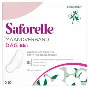 Saforelle Serviettes Hygiéniques Jour Avec Ailettes en Coton Bio 10 Serviettes Hygiéniques - Boîte 10 serviettes
