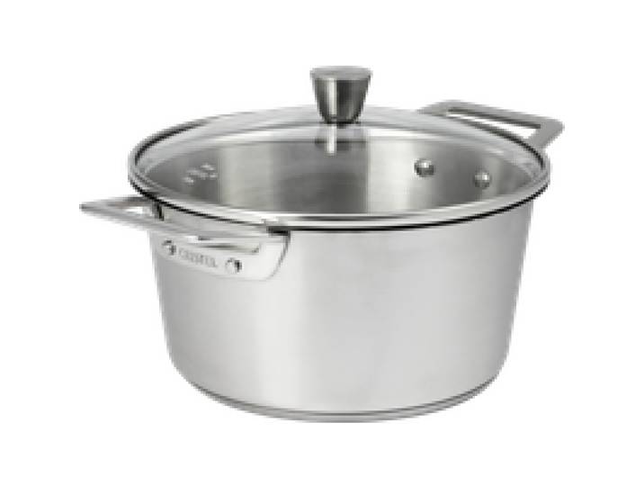 Faitout inox brossé avec couvercle en verre