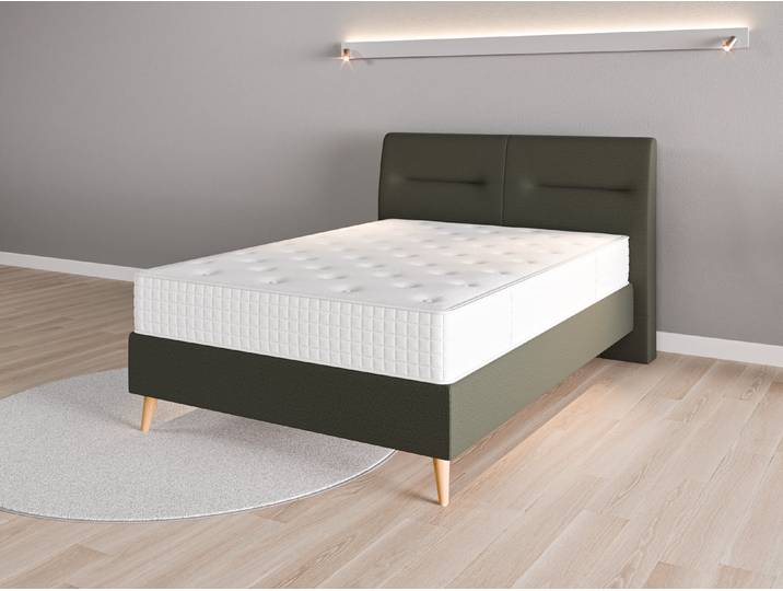 Boxspringbett 140x200 Nr. 2 - Grün (Waldgrün) - Softwolle