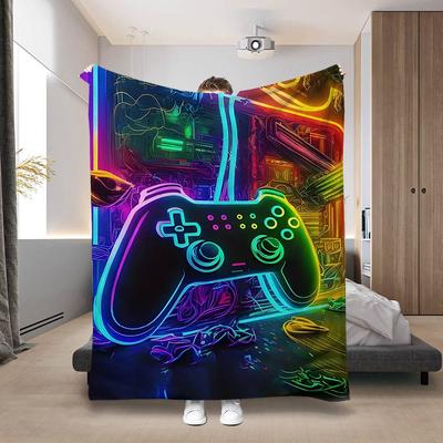 Shop Station ColorPop Gaming Blanket Soft Game Controller Blanket Flannel Throw For Couch, Bed & Gaming Room a 27.56 39.37 In