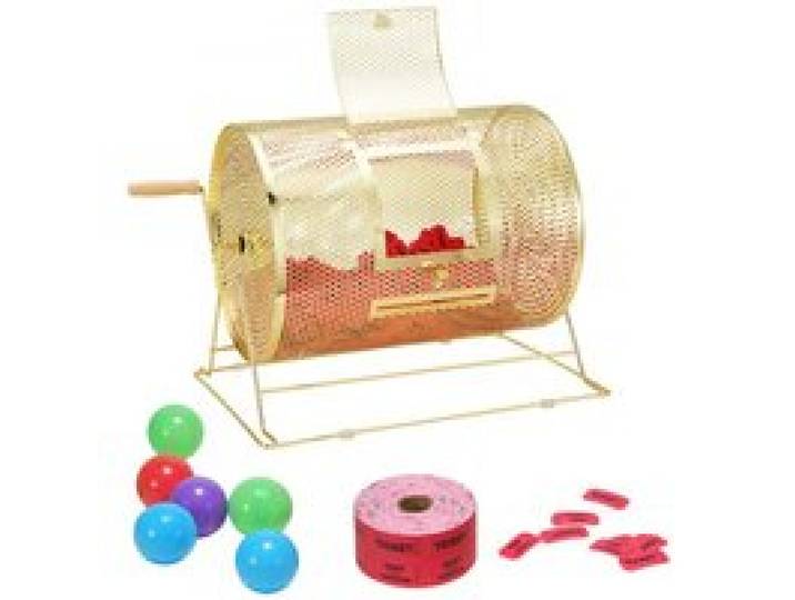 VEVOR Lottery Drum Lucky Child Capaciteit 5000 Tickets of 300 Tombola Balls, Professionele Metalen Loterij Draaitafel, Loterijdoos voor Loterijspellen Goud
