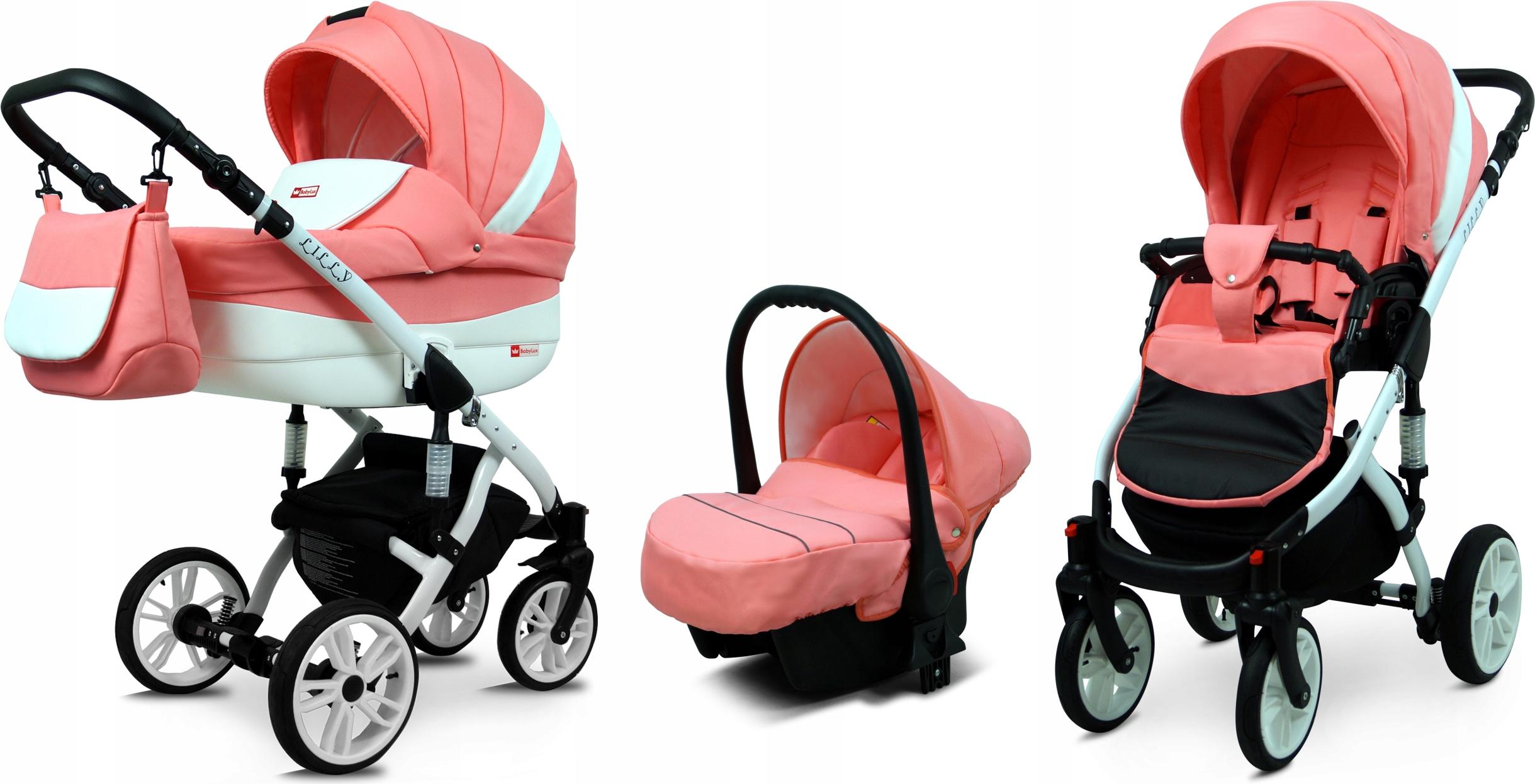 BabyLux Lilly | 3in1 Kinderwagen Set | Dahlia | Kombikinderwagen | Kinderwagenset | Buggy + Bab