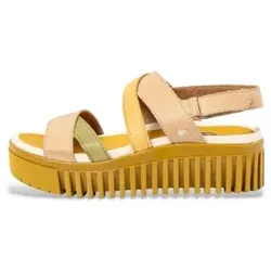 Art für Damen. 1167611Z2003_0MU Brighton gelbe Ledersandalen (42), 3 bis 5 cm, Klettverschluss, Lässig, Mehrfarbig
