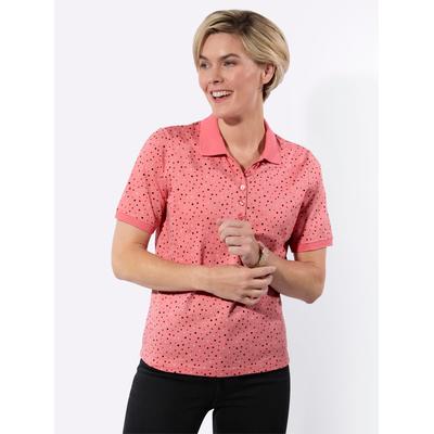 Poloshirt CLASSIC BASICS "Poloshirt", Damen, Gr. 40, rosa (flamingo, dunkelrot, getupft), 100% Baumwolle, gemustert, gepunktet, Shirts