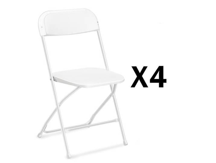 Chaises pliantes de jardin paquet de 4 réunions fêtes mariages blanc