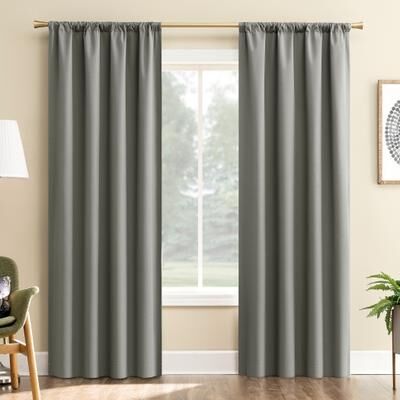 Sun Zero Karina Textured Blackout Rod Pocket 1-Piece Curtain Panel, Single Panel