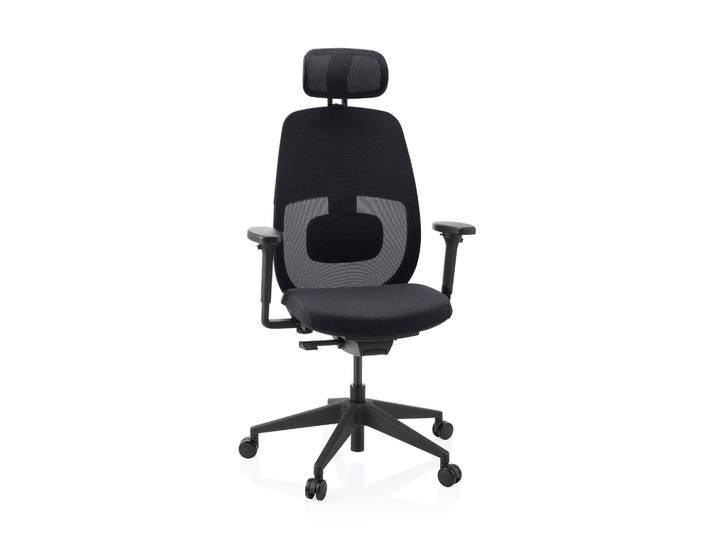 Chaise De Bureau Ergonomique Skandis Pro Avec Appui-tête Noir / Piètement Noir Hjh Office