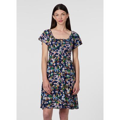 Sommerkleid RAGWEAR "MIREELA PRINT", Damen, Gr. XL, N-Gr, Kurzarm, Web, bunt (night blau), Web, Obermaterial: 100% Viskose, geblümt, kniefrei, Rundhals, Kleider Sommerkleid, Viskose mit schönem Allover-Print und Tragekomfort