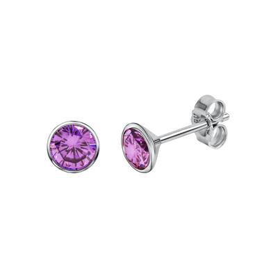 Paar Ohrstecker FIRETTI "Schmuck Geschenk Silber 925 Ohrschmuck", bunt (silberfarben, lila, lila), Ohrringe, Damen, 5mm, Silber 925 (Sterlingsilber), mit Zirkonia (synth.)