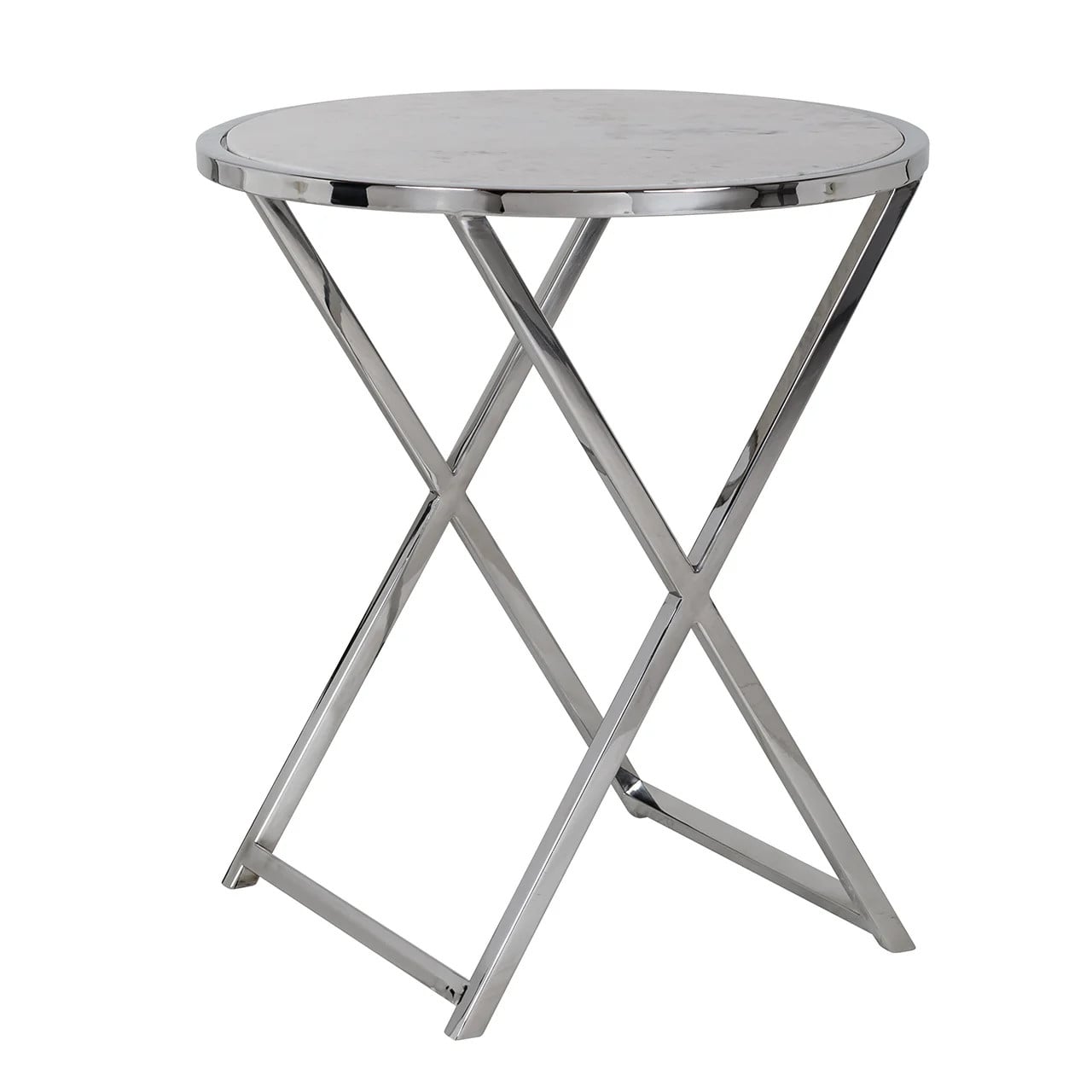 Richmond Interiors Bijzettafel Jaimy met wit marmeren blad en rond design