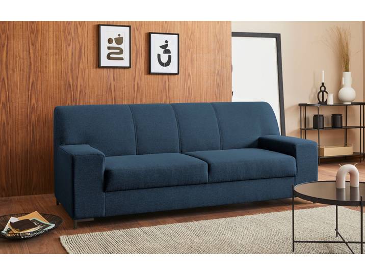 2-Sitzer Sofa, Strukturstoff, Blau, 210×88×83 cm, Kubisch & Komfortabel, Modern, Domo-collection