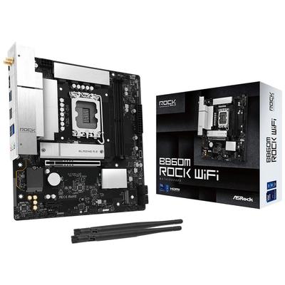 ASROCK Mainboard "B860M Rock WiFi", schwarz (schwarz, weiß), B:24,4cm H:5,8cm T:21,8cm, Mainboards