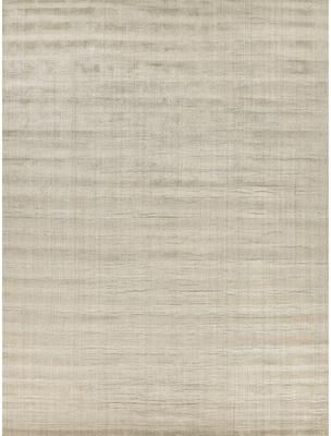 EXQUISITE RUGS Robin Stripe Hand-loomed Bamboo Silk/Wool Taupe Area Rug.