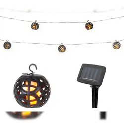 Lumineo LED Solar Lichterkette Kugeln 1,75m - Solarlichterkette Flammeneffekt Solarkette Gartenbeleuchtung Partylichterkette Außen Garten Balkon Warmweiß