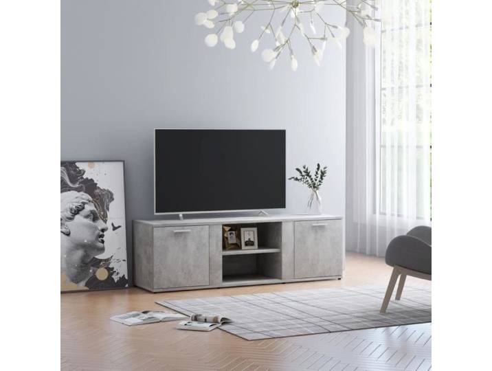 JILI - BEST Meuble TV Gris béton 120x34x37 cm Aggloméré (6548)