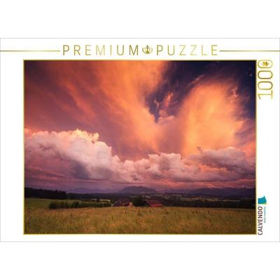 CALVENDO Puzzle Abziehendes Gewitter im Sonnenuntergang | 1000 Teile Lege-Größe 64x48cm Foto-Puzzle für glückliche Stunden