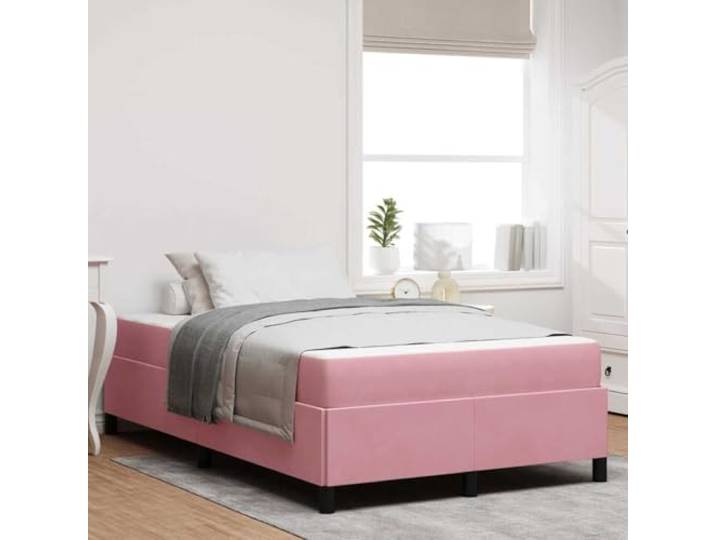 YUOTYRKTEJRSG Holzwerkstoff Konstruktion Modernes Design 120x200 Rosa Bettrahmen mit Matratze Rosa 120x200 cm Stoff Polsterbett mit Lattenrost Doppelbett Taschenfederkernmatratze stabil