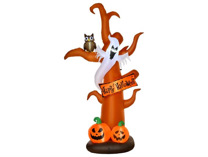 Homcom Aufblasbar Halloween Baum Gespenst mit LED Module für den Garten Polyester Braun, Kunststoff, 107x274x156 cm, Dekoration