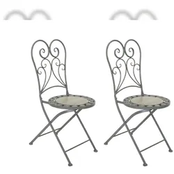 acamp® acamp Klappstuhl Provence 2-er Set Gestell aus Eisen, pulverbeschichtet, Sitzfläche aus Keramik mit Eisenmosaik 25421