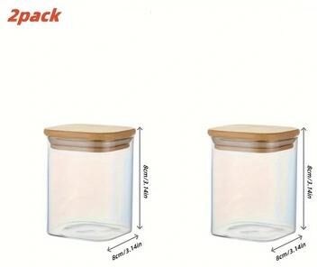 Useful Little Things Glass Storage Jar Set With Bamboo Lids Airtight Food Containers For Coffee Spices Grains Pasta And Pantry Organization 15.22 Oz 2pcs