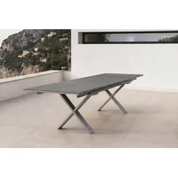 OUTFLEXX Toronto Ausziehtisch, silber, Alu/Spraystone, 180/280x100cm, Schubladenauszug
