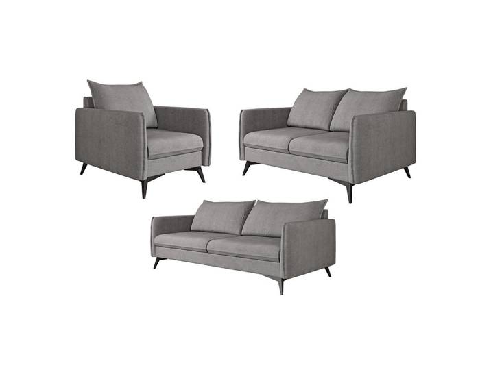 S-Style Sitzgarnitur 3+2+1 Pulse Grau Luxusmikrofaser, Echtholz,Buche, Birke, Füllung: Polyetherschaumkern,Polyetherschaumkern, 199x86x91 cm, Wohnzimmer, Sofas & Couches, Sitzgarnituren