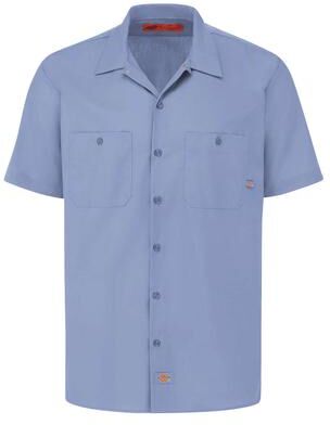 Dickies LS535 Men's Industrial Short Sleeve Work Shirt in Light Blue size Small S535