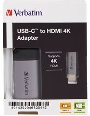 Verbatim Usb-C To Hdmi 4k Adapter Usb 3, Grå