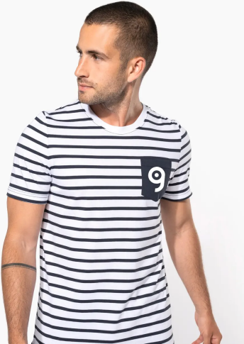 T-shirt manica corta a righe stile marinaio con tasca Personalizzate o neutre Kariban