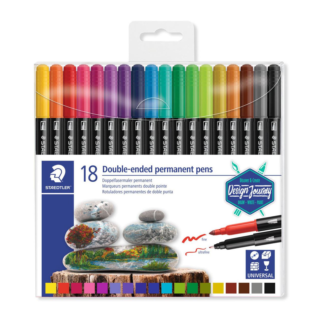 STAEDTLER Doppel-Fasermaler Twin-tip, 18er Kunststoff-Etui