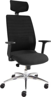 Schäfer Shop Select Bürostuhl SSI Proline Edition 10, mit Armlehnen, Punktsynchronmechanik, Bandscheibensitz, Kopfstütze, schwarz / alusilber