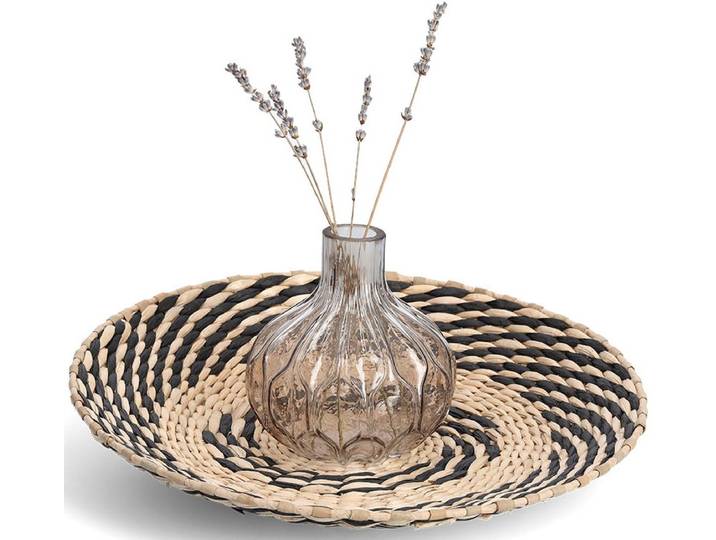 Dekoschale ZELLER PRESENT, beige (natur, schwarz), Papier, Dekoschalen, Dekoschale, Ø 35 cm, Papiergeflecht
