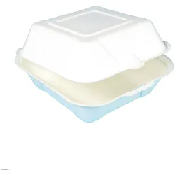 Hamburgerbox Snackbox weiß Bagasse/Zuckerrohr XL 215x210x105mm 200St