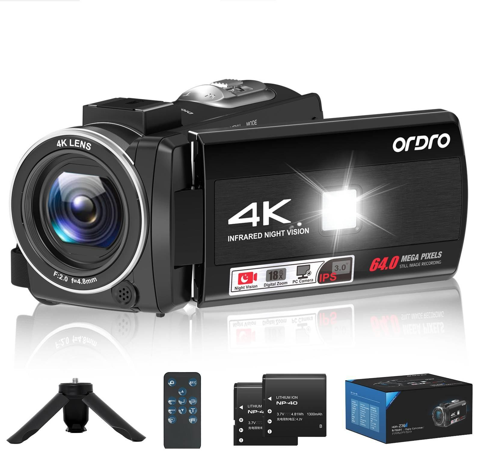 Selius 4K Camcorder Videocamera met 64MP, Nachtzicht en Draadloze Afstandsbediening