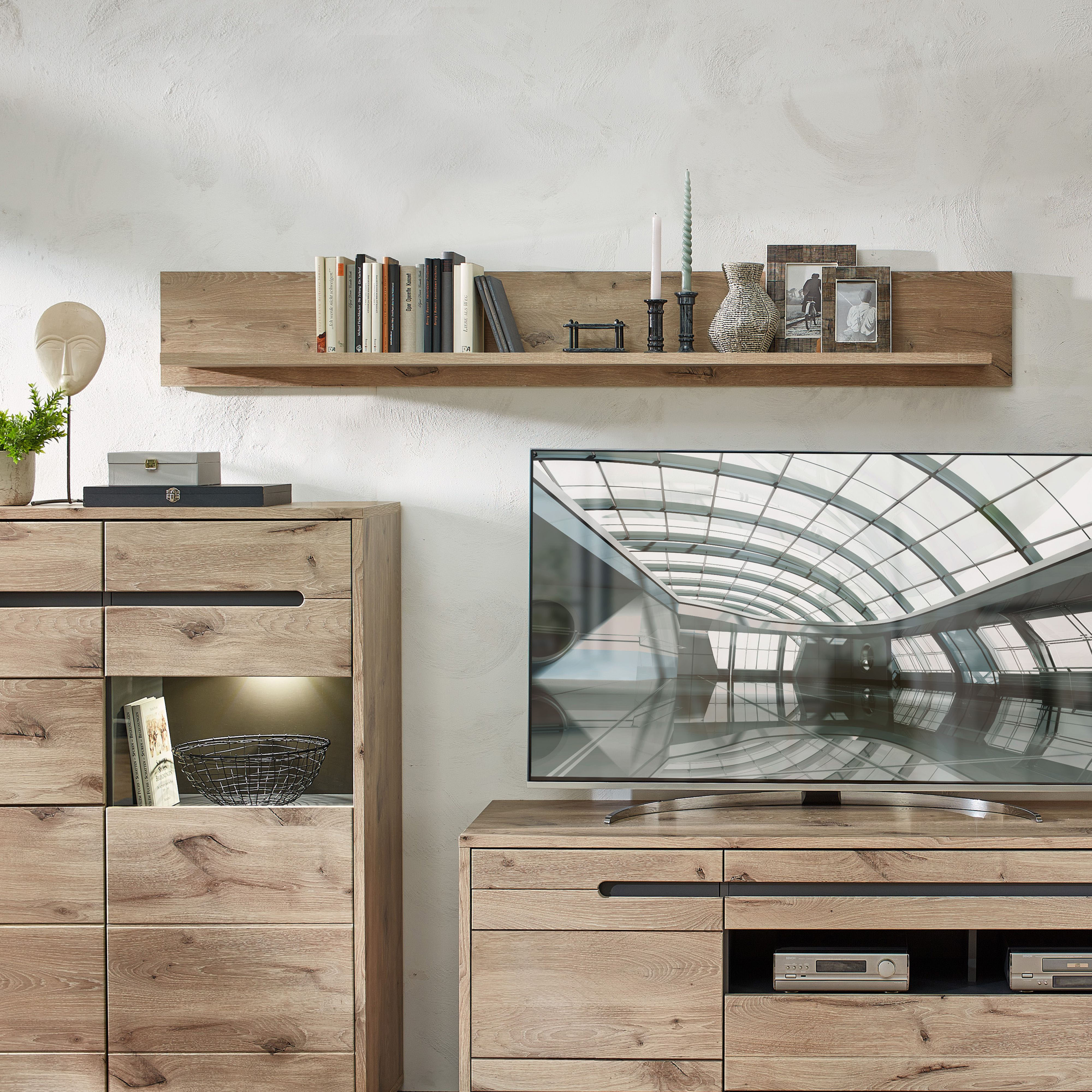 Wandboard INNOSTYLE "BELLANO", braun, B:185cm H:25cm T:22cm, Holzwerkstoff, Regale, Wandboard, mit Boden braun B/H/T: 185cm x 25cm x 22cm
