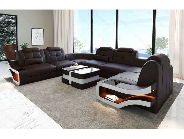 Sofa Elena Eleganz U-Form in Leder