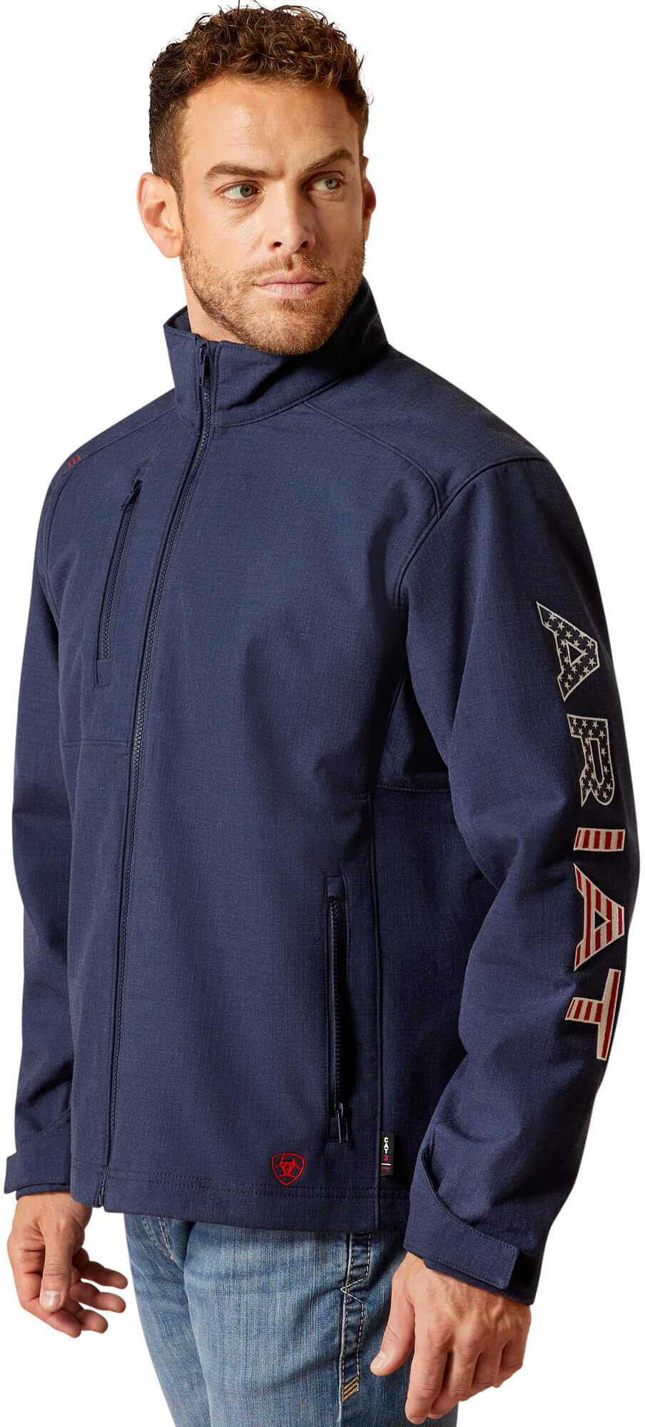 Men's Flame-Resistant Team Logo Jacket in Navy Usa, Size: Medium by Ariat