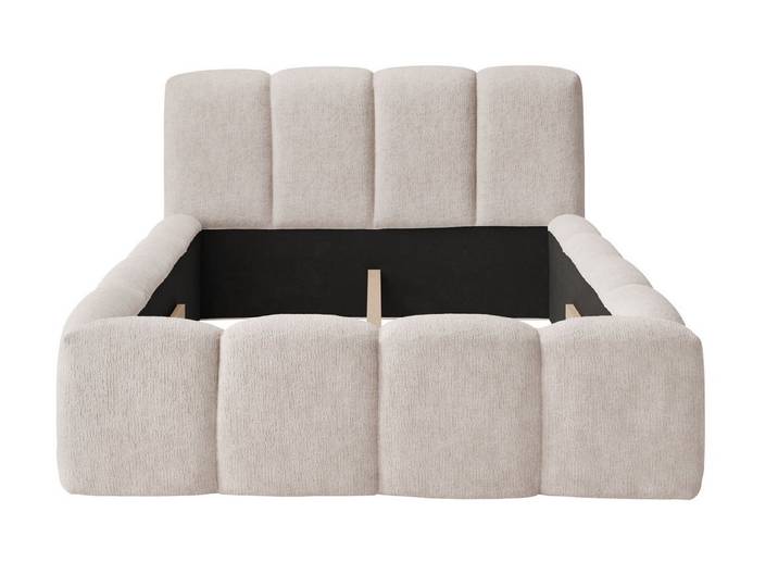 Feldmann-Wohnen Polsterbett Nicole (160x200cm, gepolstertes Kopfteil, 1-tlg., moderne Optik, gepolstertes Kopfteil), 160x200cm Chenille-Gewebe beige mit Holzlattenrahmen