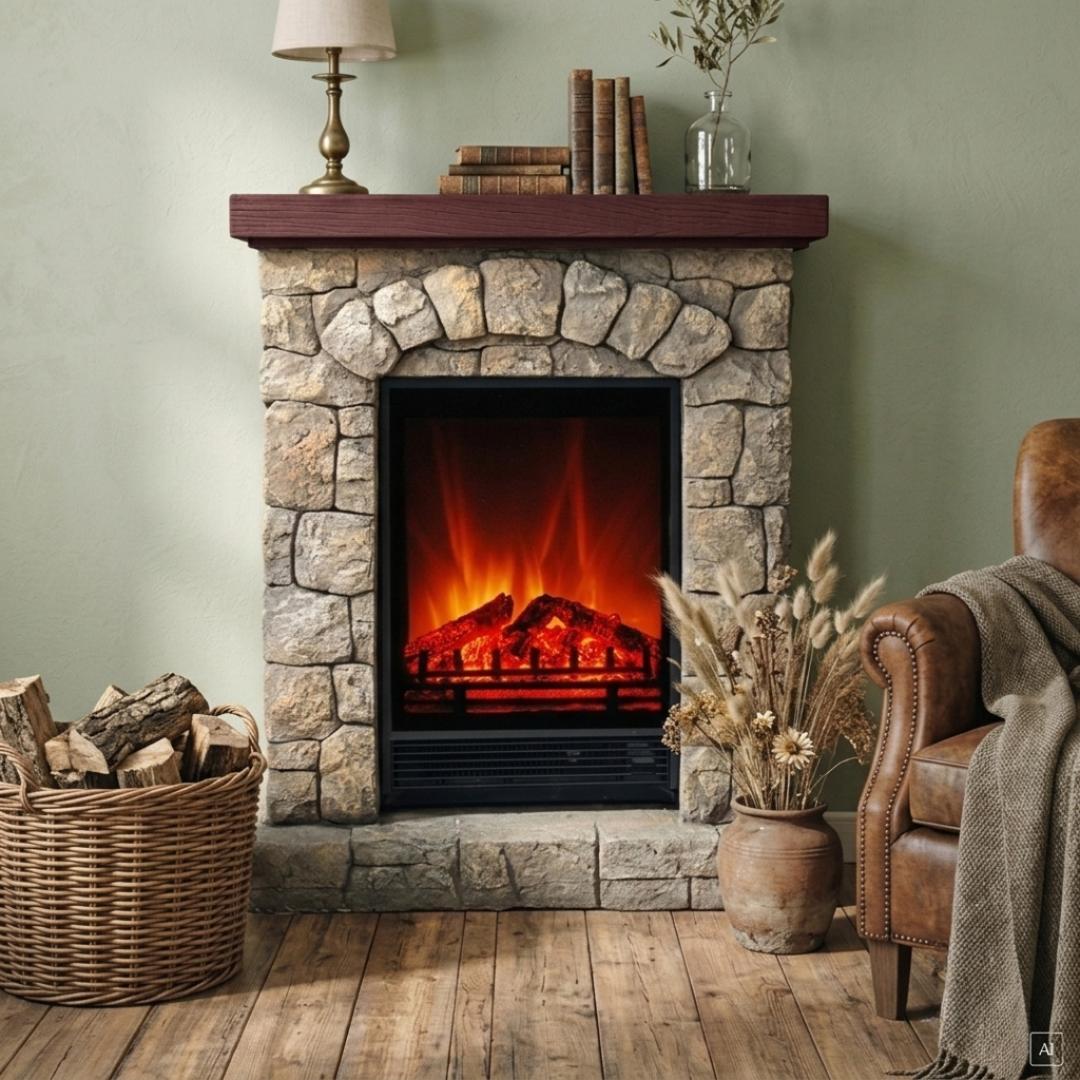Elektrischer Kamin | Landhausstil | Fernbedienung | Heizfunktion | realistische Flamme