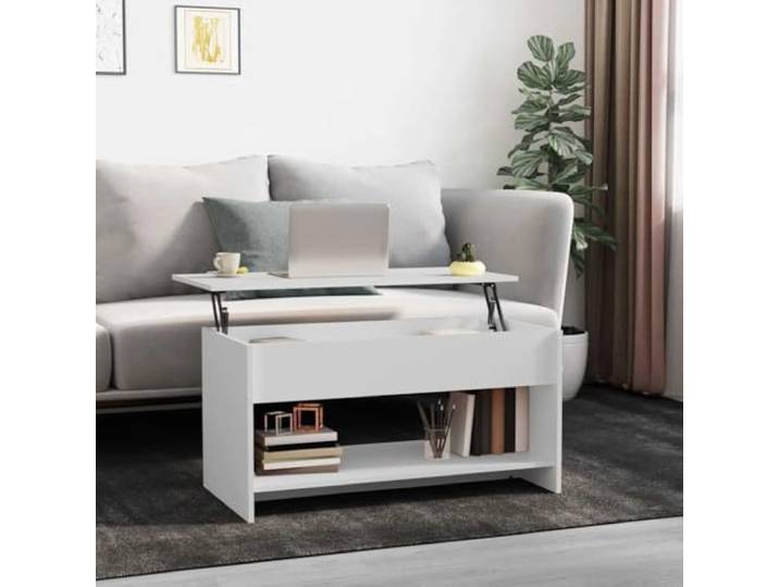 ZXQVLMRS Couchtisch, 102x50x52.5 cm Holzwerkstoff, Wohnzimmertisch Verstellbare Tischplatte, Integriertes Staufach, Modernes Design