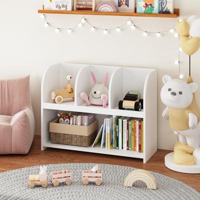 Aura Kids Bookcase with 4 Compartments, Storage Book Shelf, Storage Display, Rack,Toy Organizer