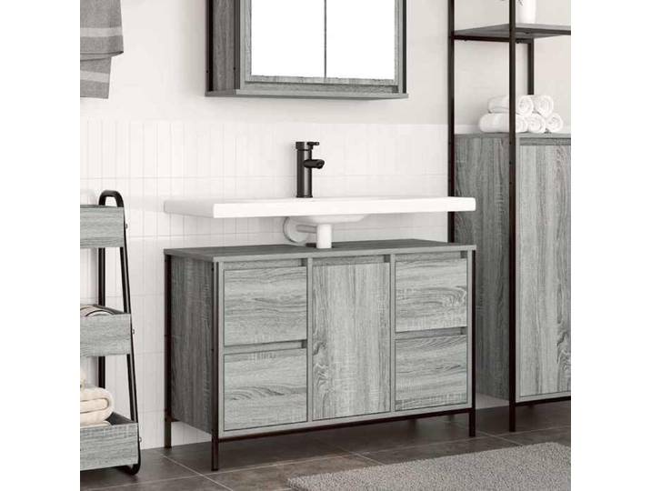 Meuble sous-vasque avec tiroirs sonoma gris 90x34 5x60cm meuble vasque de salle de bain meuble sous vasque de salle 861890