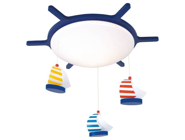 Lampe enfant Voilier Multicolore Matériau : Bois manufacturé, Matière plastique Surface en bois : Laqué Type de matière synthétique :