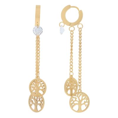 Kettenanhänger ADELIA´S "Anhänger – Lebensbaumanhänger aus Edelstahl mit Strass Steinchen", gold, Schmuckanhänger, Damen, Edelstahl, Kettenanhänger, Ideal als Geschenk zum Geburtstag