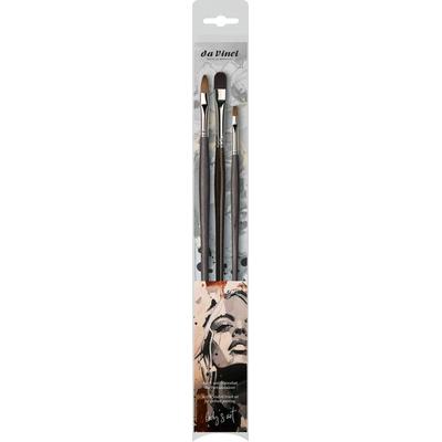 da Vinci Pinselset Portrait Acryl- und Ölmalset, 3er Set: Größe 4+8+10